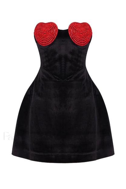 Red Crystal Stylish Heart Dress
