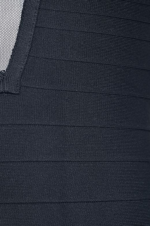 Classic Black Mesh V Cut Out Bandage Bodycon Mini Dress