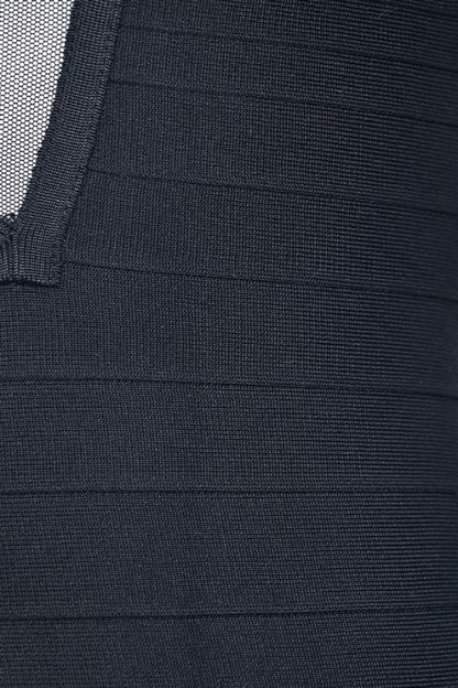 Classic Black Mesh V Cut Out Bandage Bodycon Mini Dress