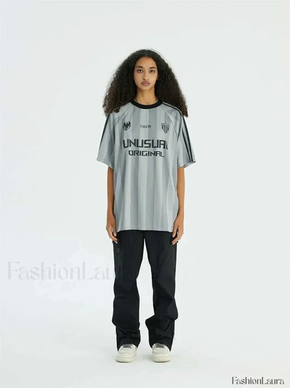 Retro Loose Contrast Letter T-Shirt