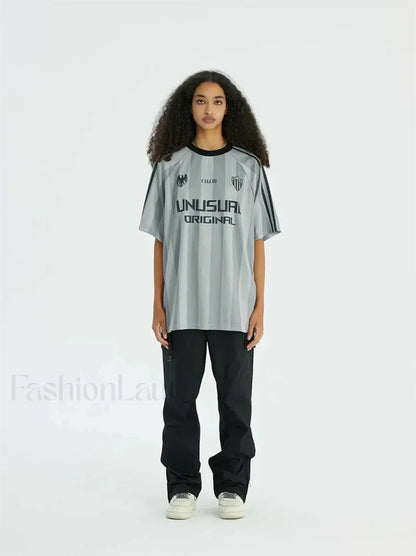Retro Loose Contrast Letter T-Shirt