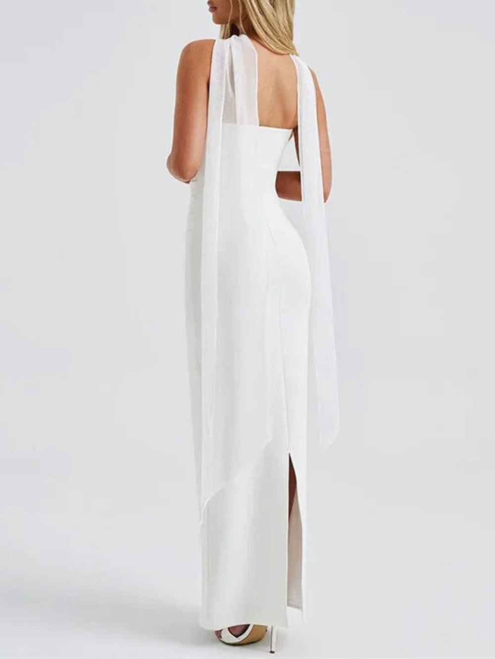 Strapless Straight Neck Column Bodycon Maxi Dress