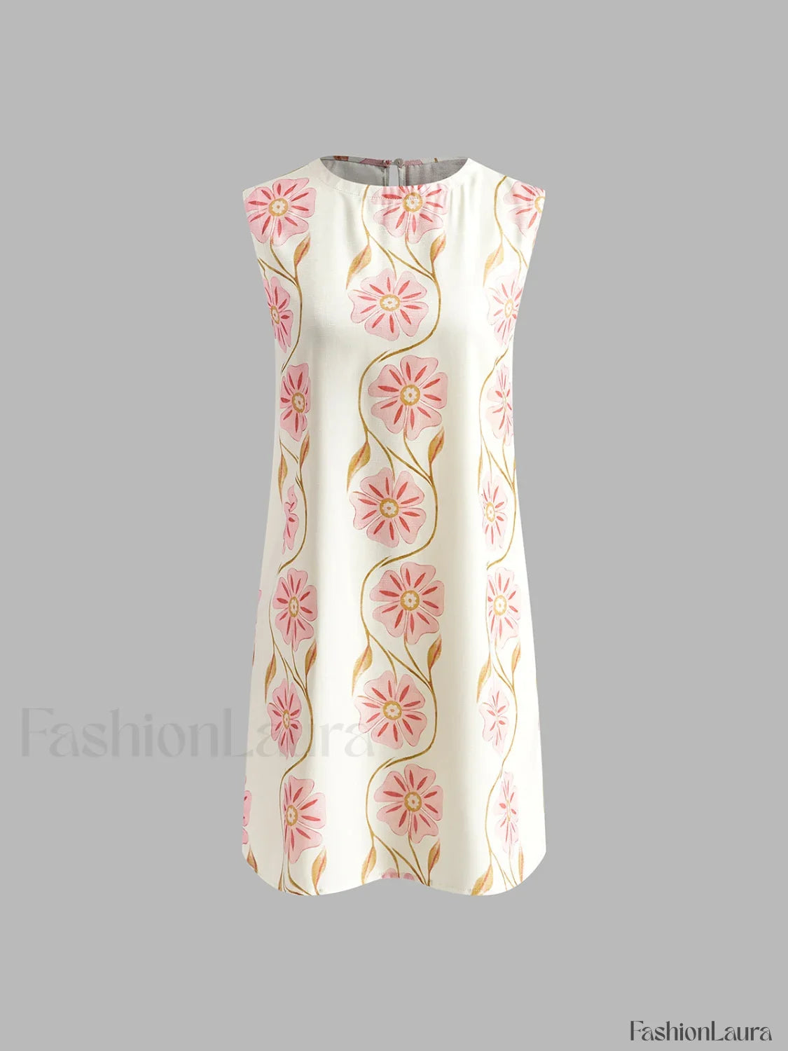 Romantic Print Sleeveless Mini Dress