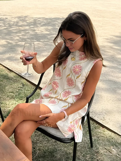 Romantic Print Sleeveless Mini Dress