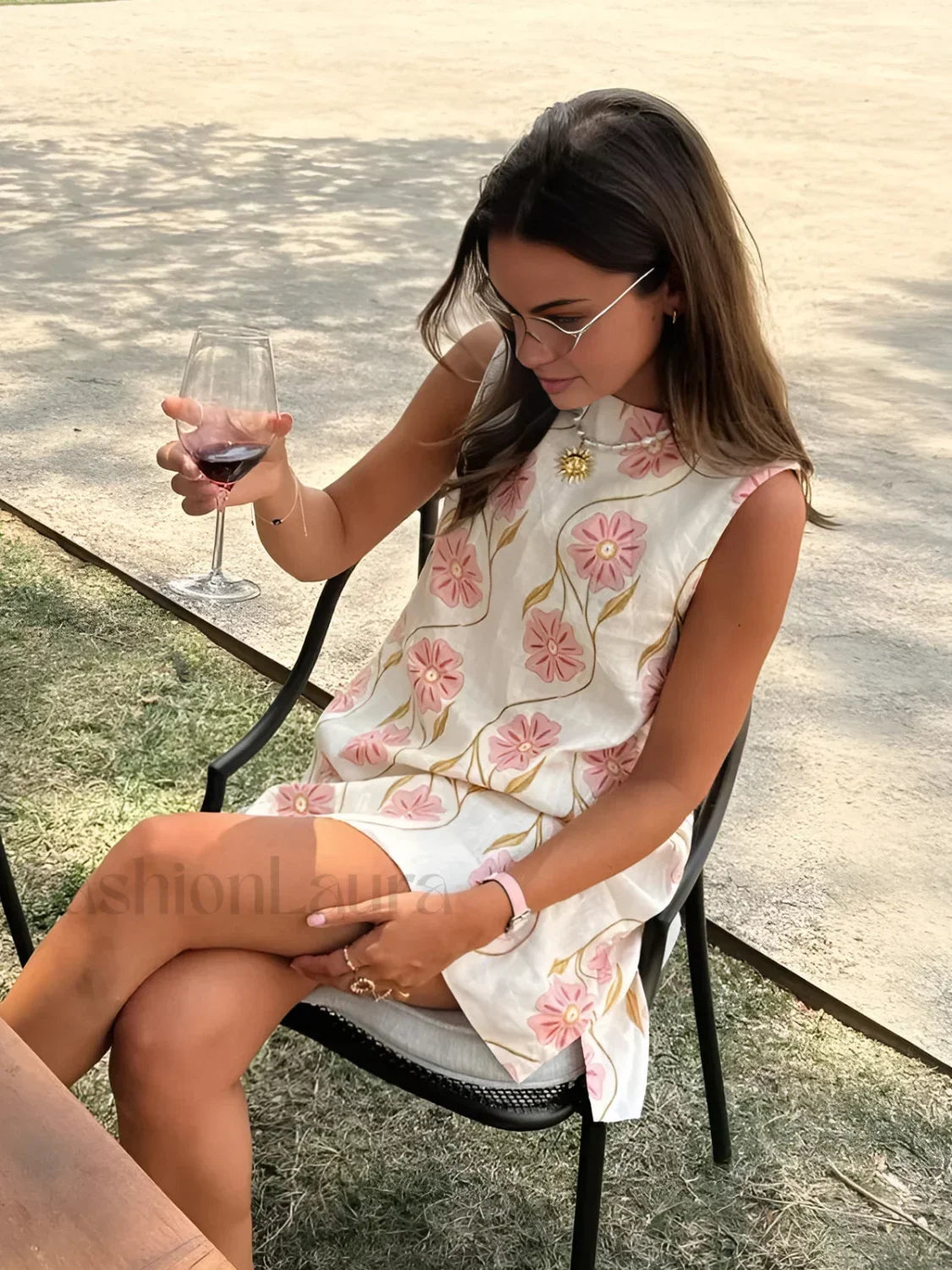 Romantic Print Sleeveless Mini Dress