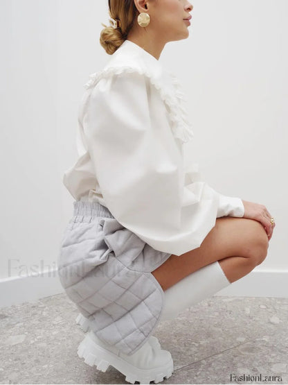 Ruffled Collar Long Sleeve Shirt