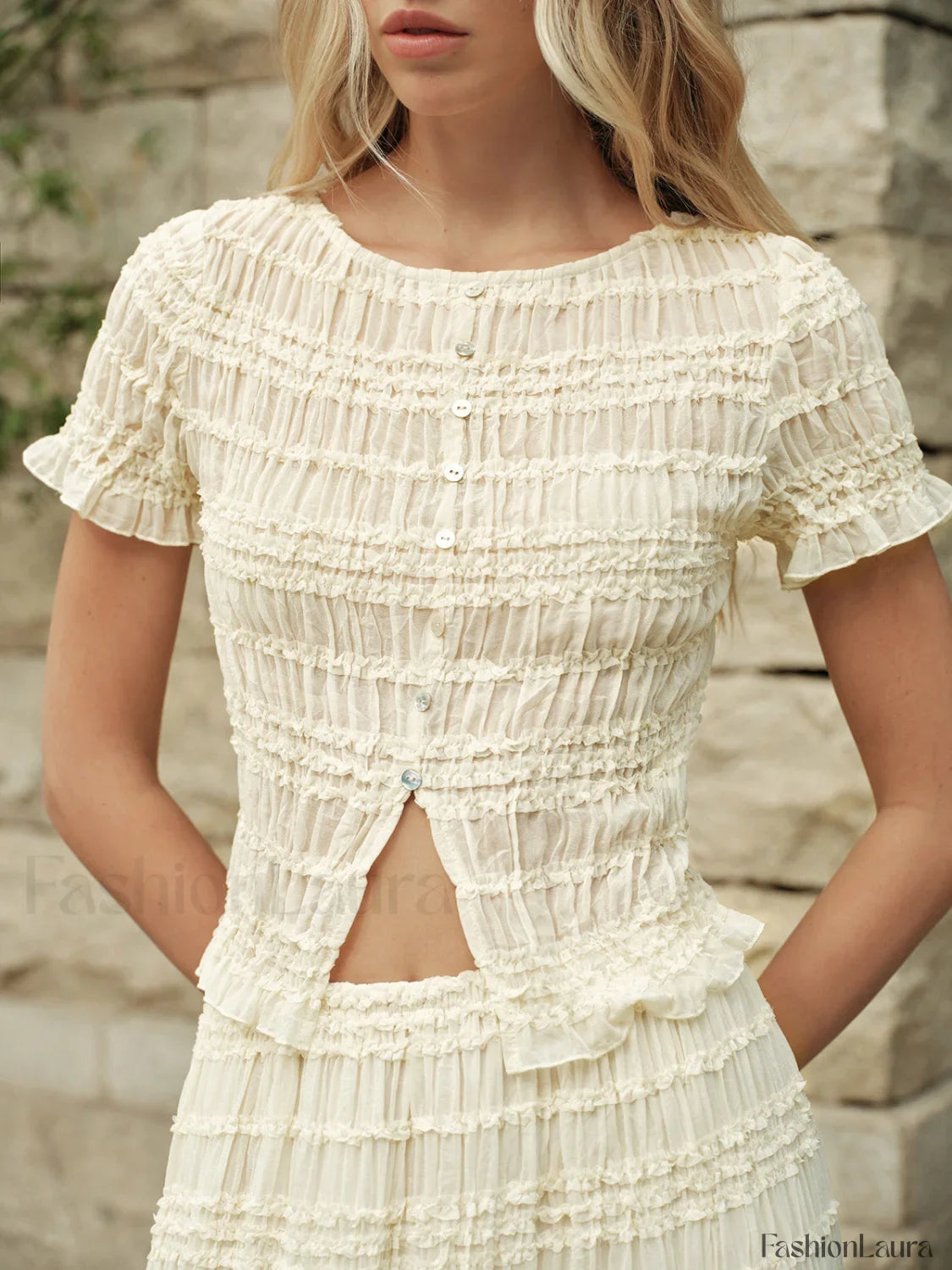 Ruffled Crop Top Skirt Set