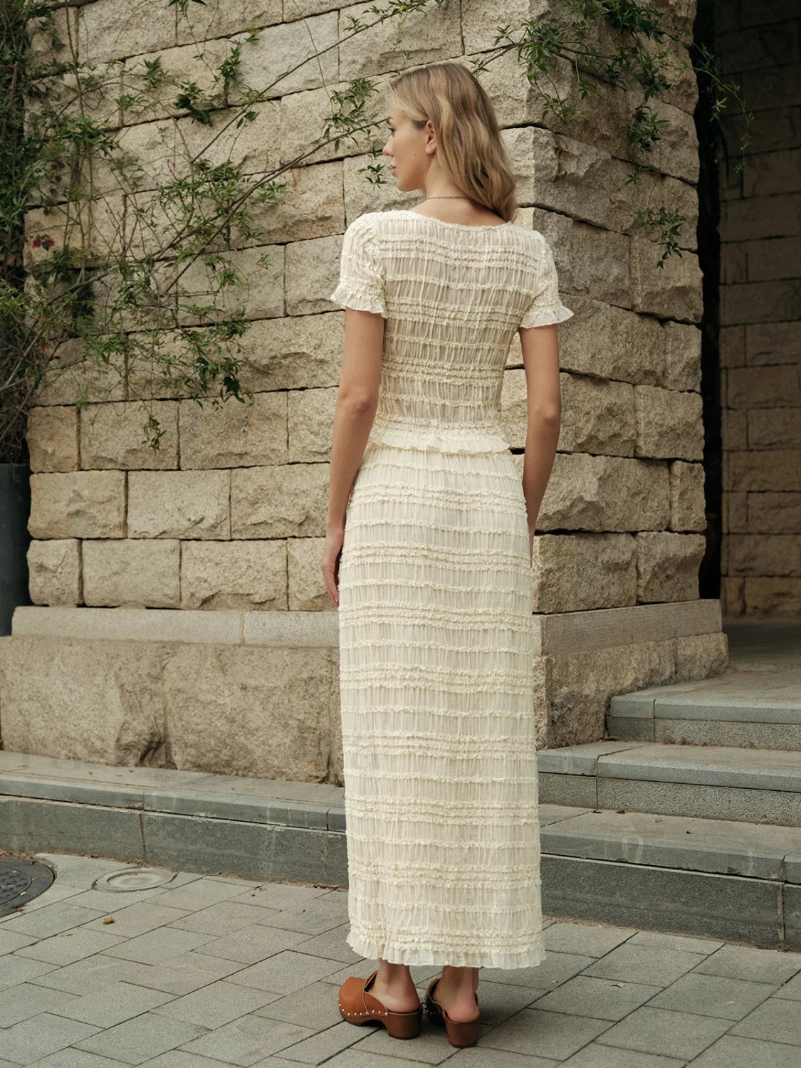 Ruffled Crop Top Skirt Set