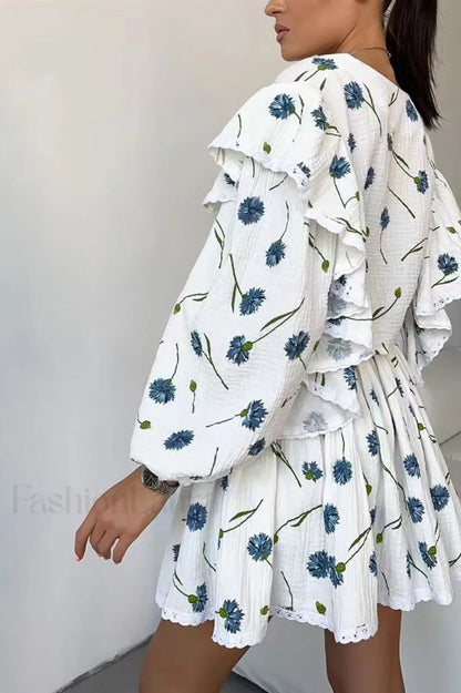 Ruffled Strawberry Stylish Print Skirt Set