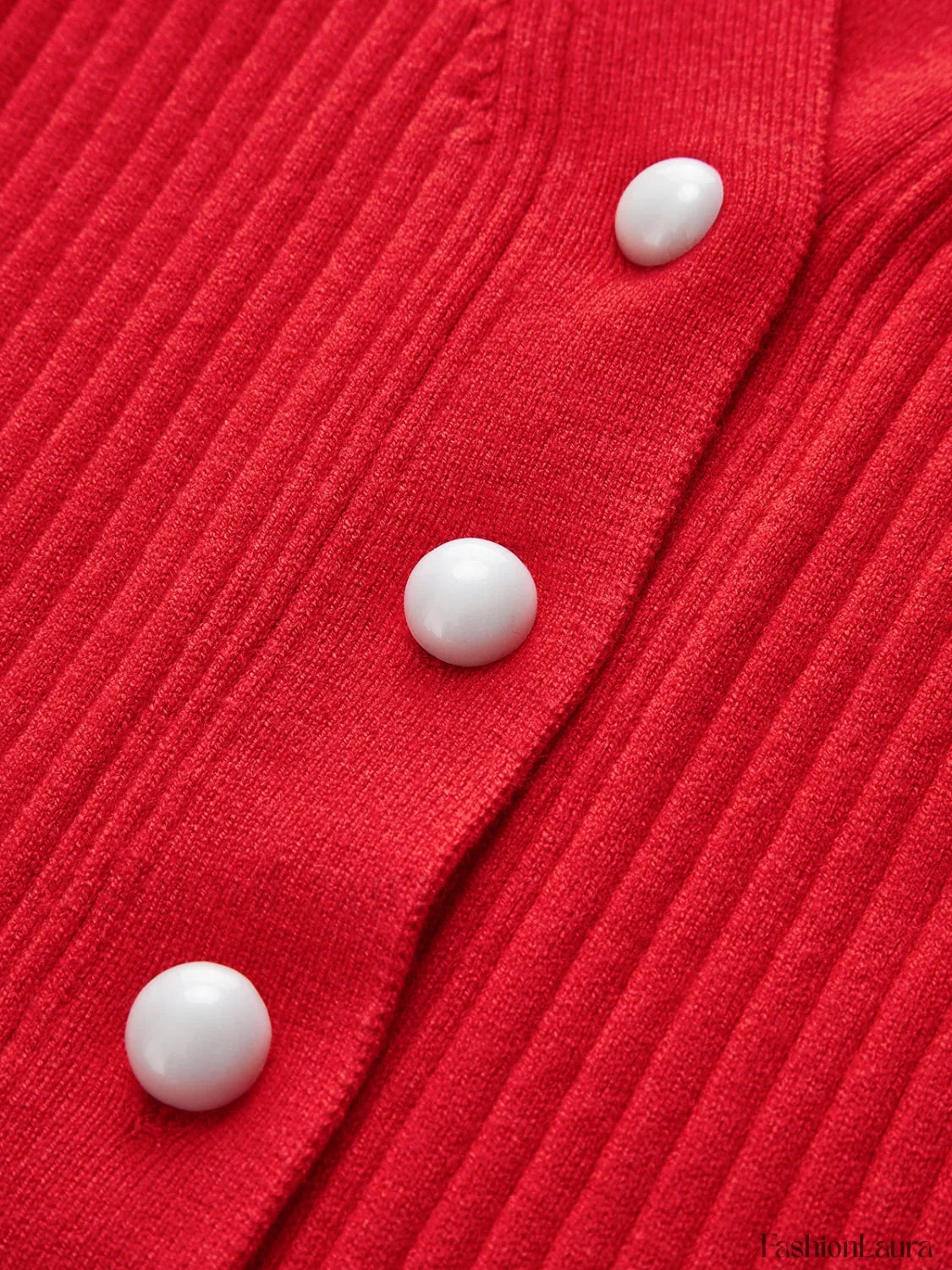 Ruffled Trim Pearl Button Long Sleeve Cardigan