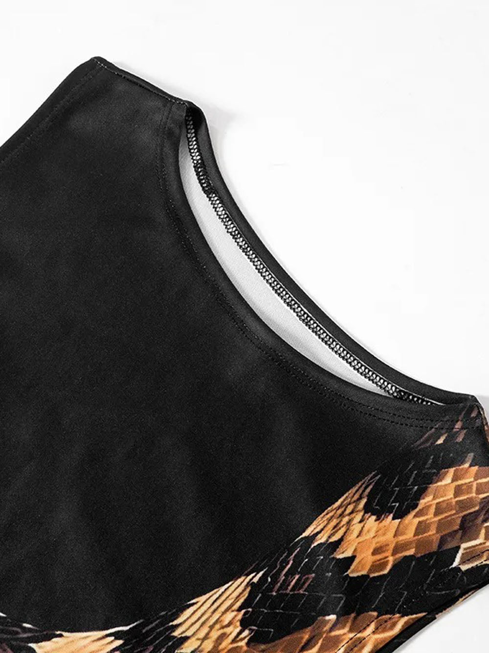 Black Mock Neck Snake Graphic Side Cut Out Bodycon Maxi Dress