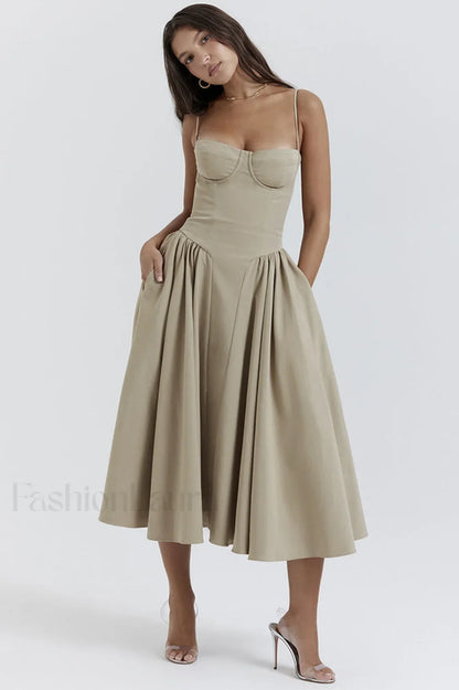 Samaria French Stylish Navy Corset Sundress
