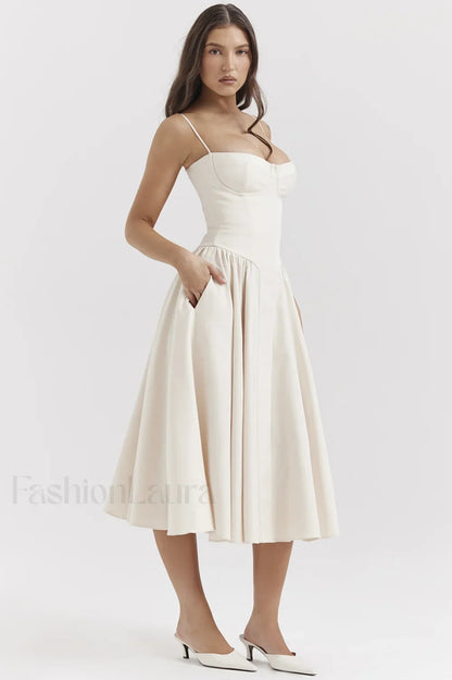 Samaria French Stylish Navy Corset Sundress