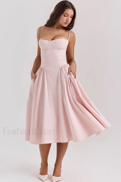 Samaria French Stylish Navy Corset Sundress