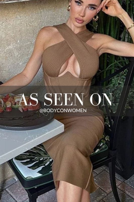 Classic Black Criss Cross Halter Corset Cut Out Bandage Midi Dress