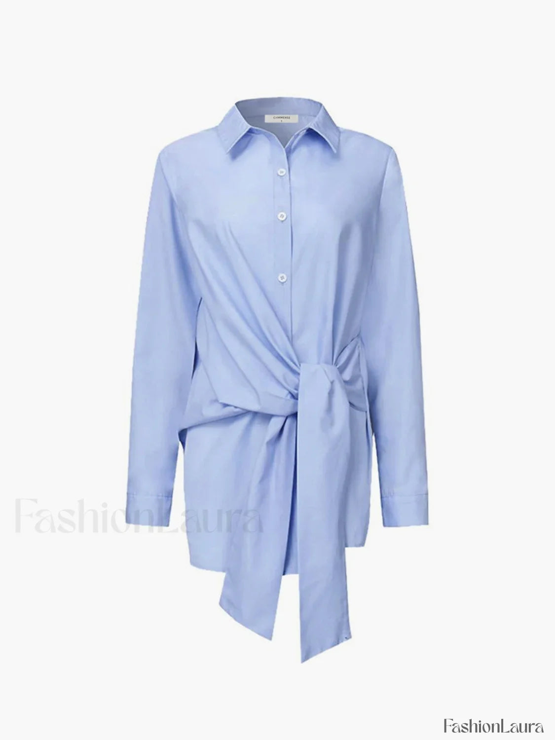 Semi-Sheer Button Down Tied Long Shirt