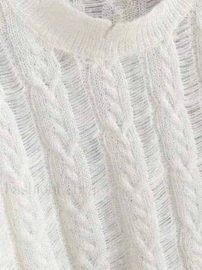 Semi-Sheer Snowflake Crochet Knit Shirt