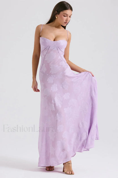 Serena Retro Purple Charming Printed Maxi Dress