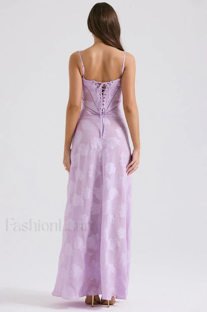 Serena Retro Purple Charming Printed Maxi Dress