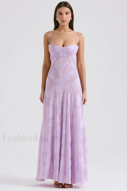 Serena Retro Purple Charming Printed Maxi Dress