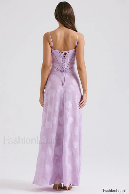 Serena Retro Purple Charming Printed Maxi Dress