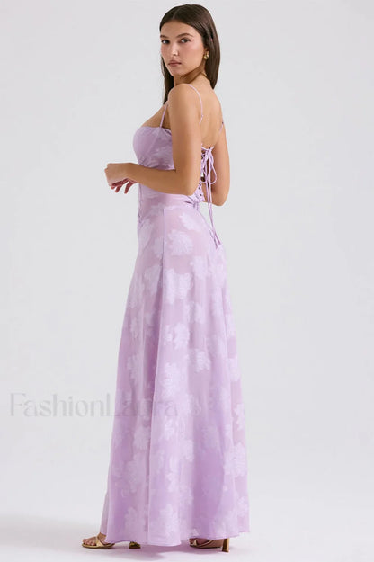 Serena Retro Purple Charming Printed Maxi Dress