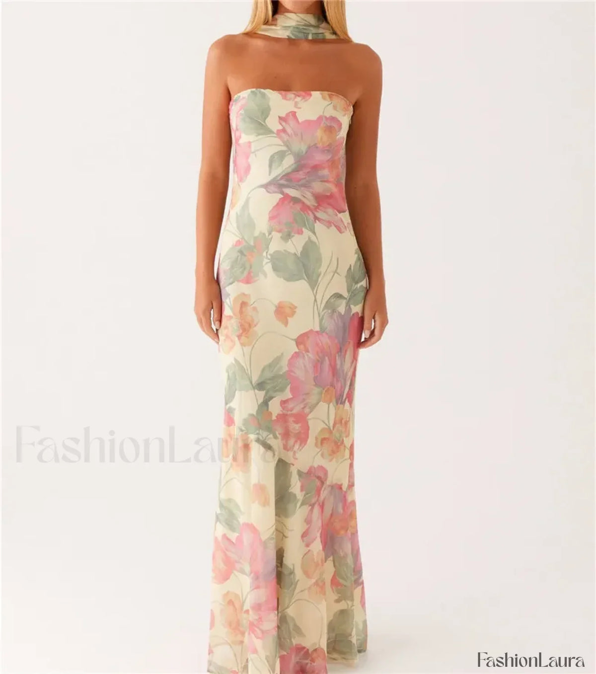 Sexy Backless Mesh Floral Dress