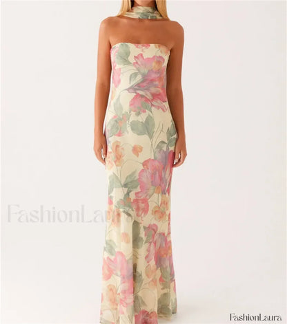 Sexy Backless Mesh Floral Dress