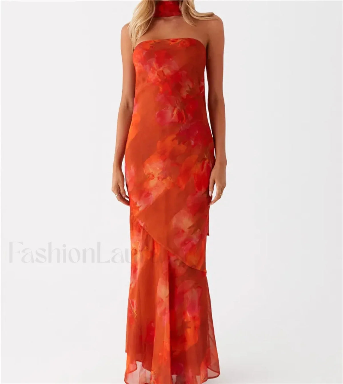 Sexy Backless Mesh Floral Dress