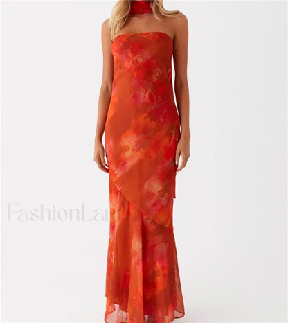 Sexy Backless Mesh Floral Dress