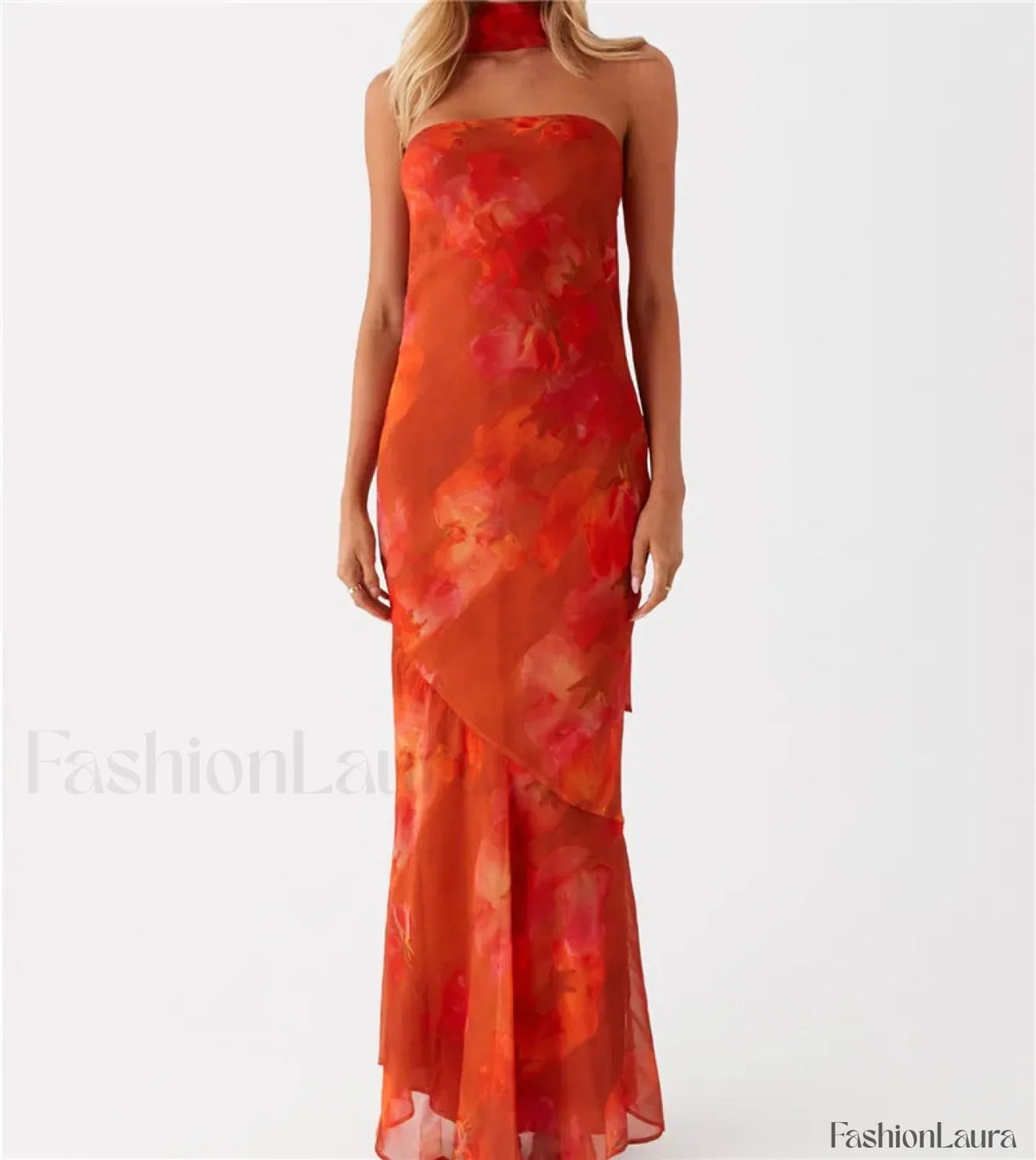 Sexy Backless Mesh Floral Dress