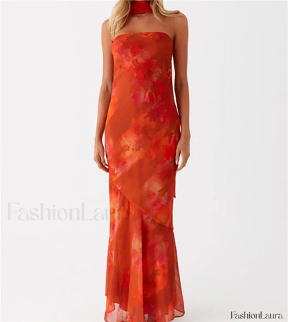 Sexy Backless Mesh Floral Dress