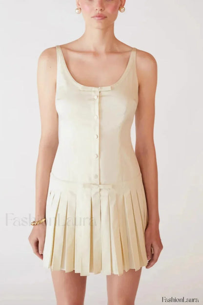Sexy Pleated Waist Slim Strappy Mini Dress