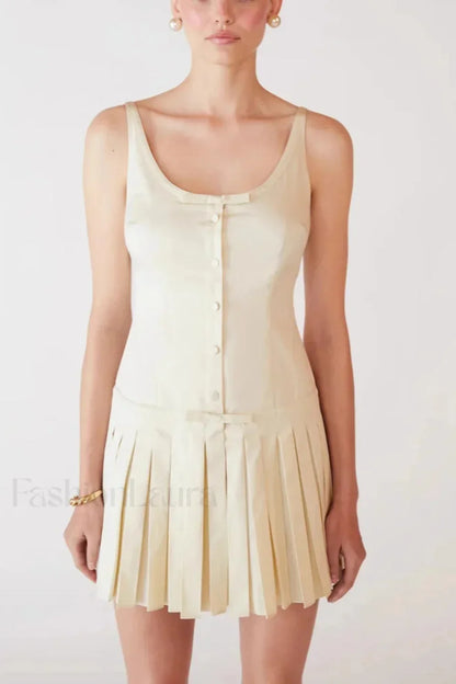 Sexy Pleated Waist Slim Strappy Mini Dress