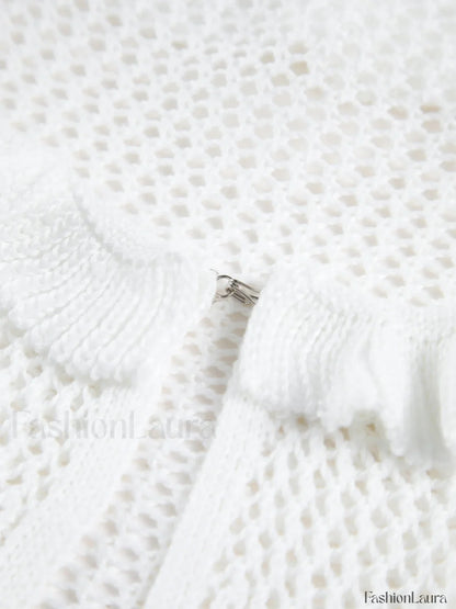 Sheer Crochet Eyelet Fly Away Cardigan