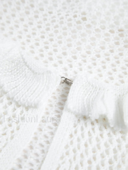 Sheer Crochet Eyelet Fly Away Cardigan