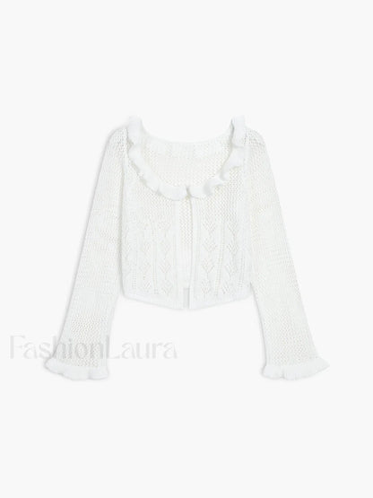 Sheer Crochet Eyelet Fly Away Cardigan