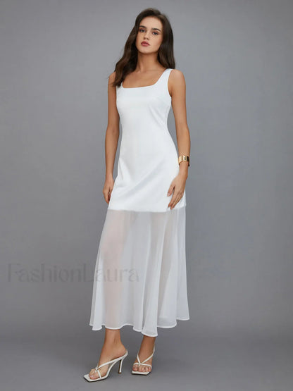 Sheer Overlay Long Dress