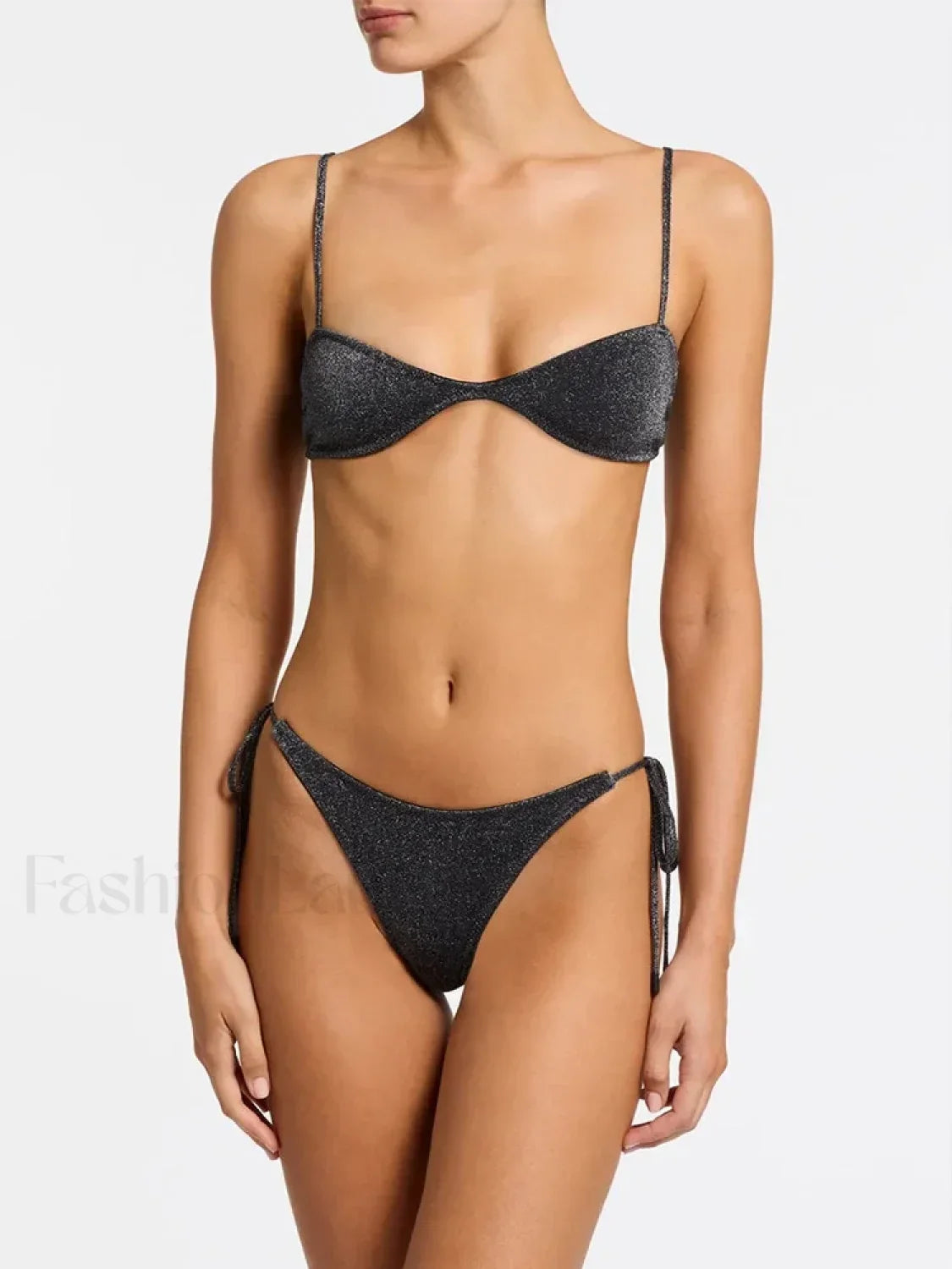 Shiny Solid Color Bikini Set