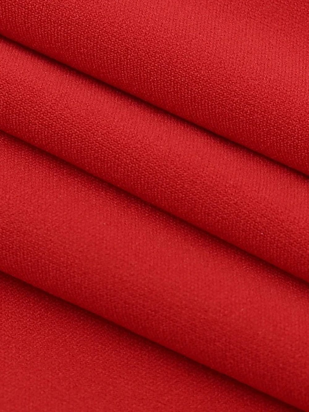Red Boat Neck Long Sleeve Shoulder Bow Waist Cut Out High Split Maxi Dress