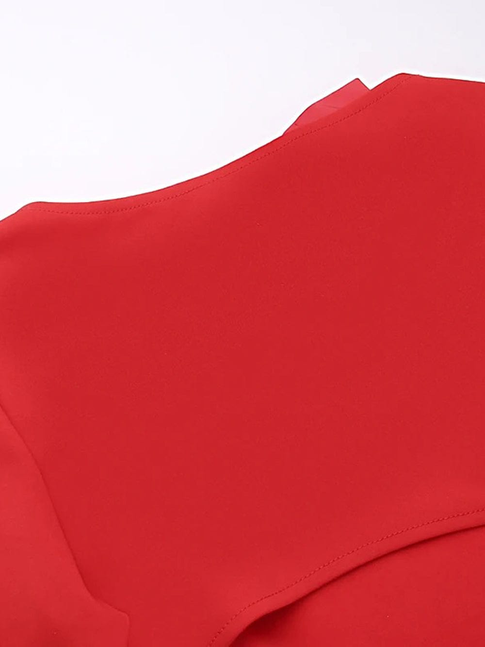 Red Boat Neck Long Sleeve Shoulder Bow Waist Cut Out High Split Maxi Dress