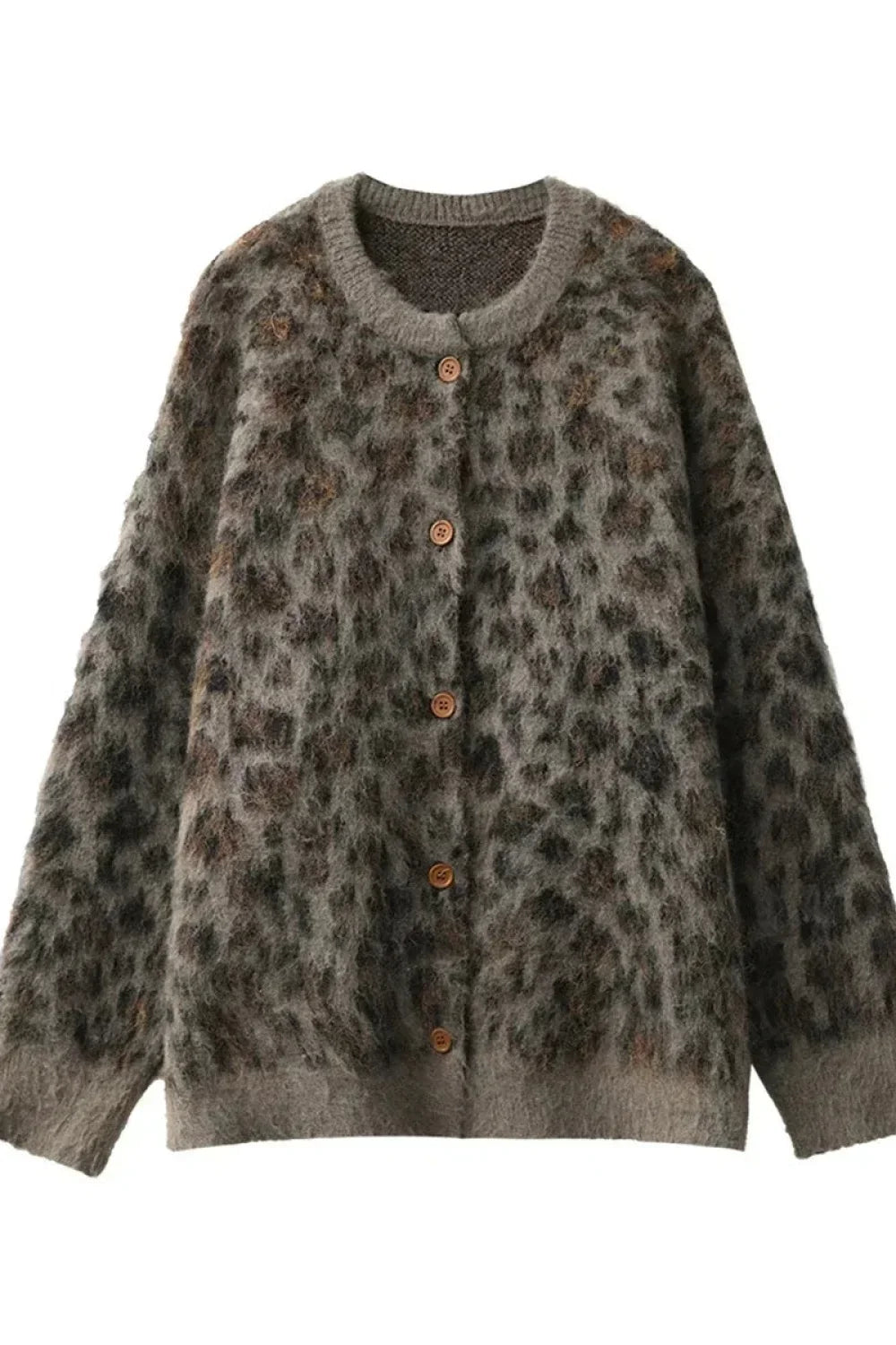 Single Breasted Leopard Print Cardigan