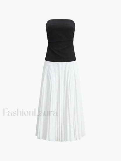 Sleeveless Pleated Long Dress