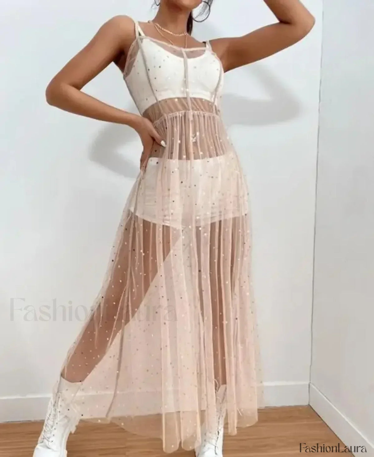 Sleeveless Sequin Split Cover Up