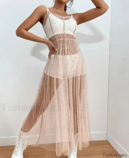 Sleeveless Sequin Split Cover Up