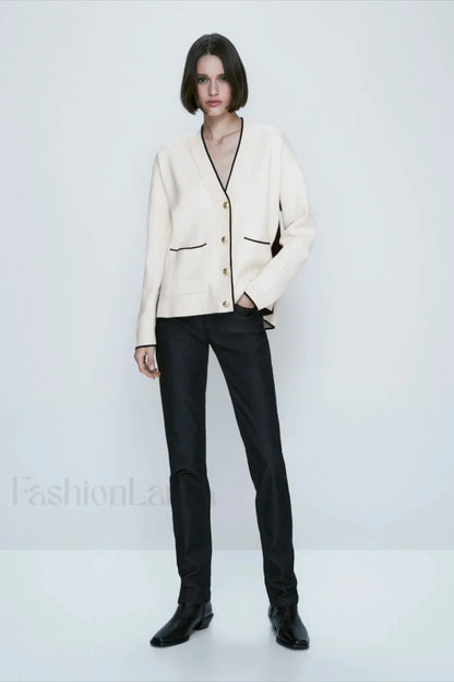 Slim Fit Patchwork Knit Cardigan