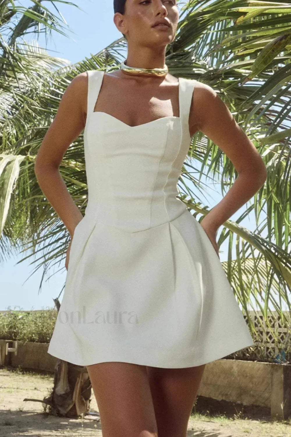 Slim Fit Waist Spice Girl Strappy Mini Dress