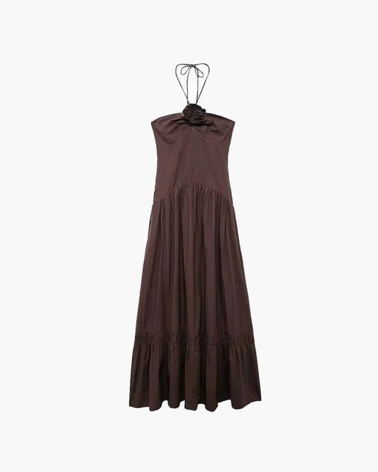 Kate Halterneck Flower Applique Midi Dress