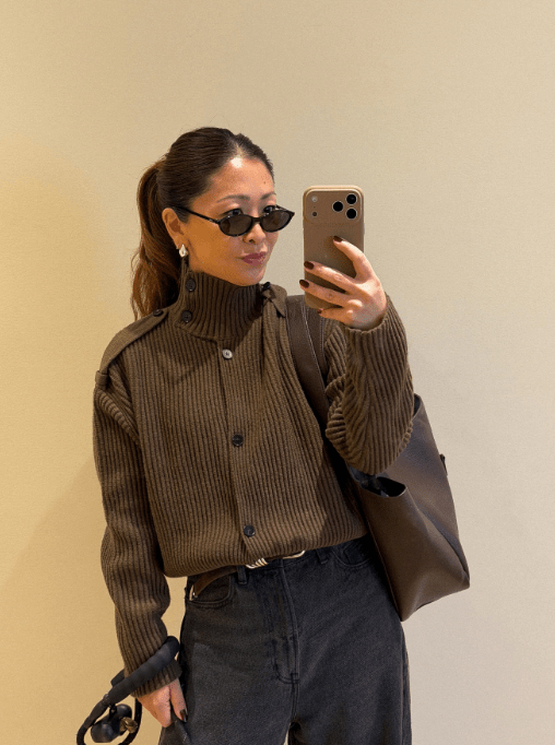 Kylie Knitted High Neck Cardigan