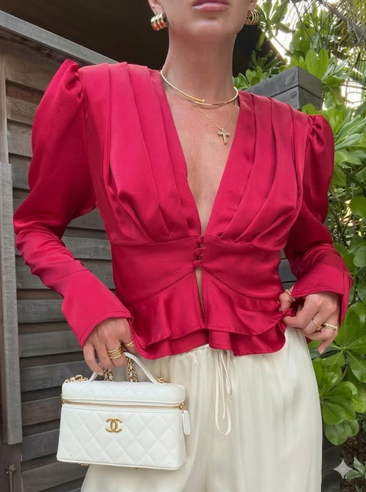 Nicky Pleated Puff Sleeve Top